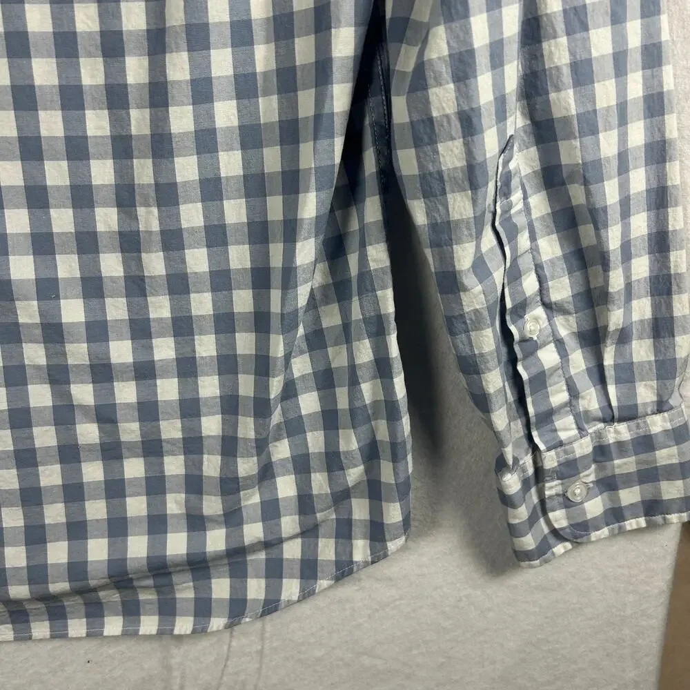 J Crew Mercantile Flex Button Down Shirt Men's Large Slim Fit Blue Gingham Check - Picture 12 of 13